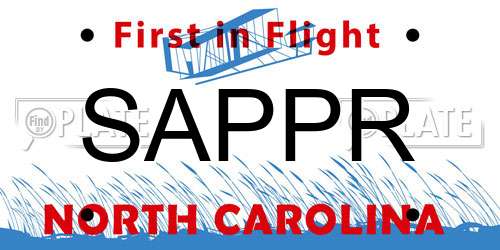 SAPPR North Carolina License Plate