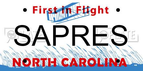 SAPRES North Carolina License Plate