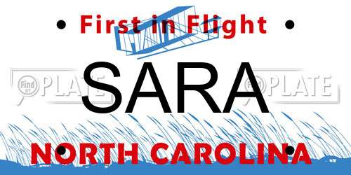SARA North Carolina License Plate