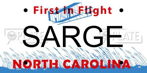 SARGE North Carolina License Plate