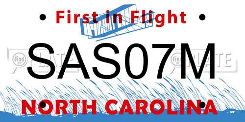 SAS07M North Carolina License Plate
