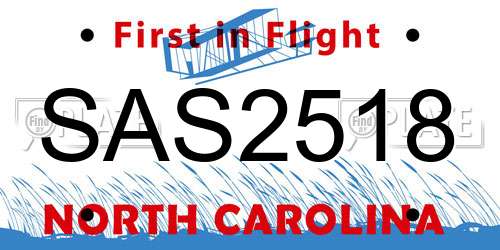 SAS2518 North Carolina License Plate