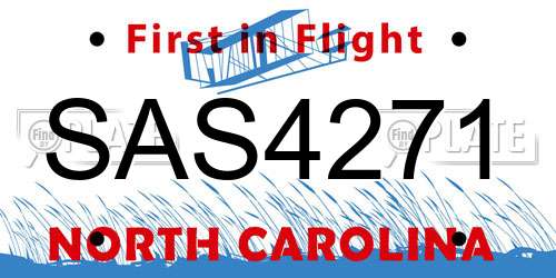 SAS4271 North Carolina License Plate