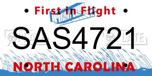 SAS4721 North Carolina License Plate