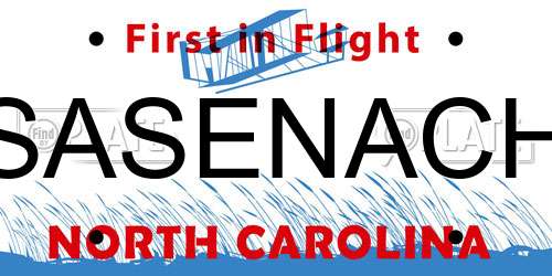 SASENACH North Carolina License Plate