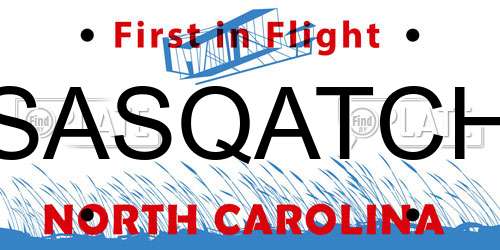 SASQATCH North Carolina License Plate