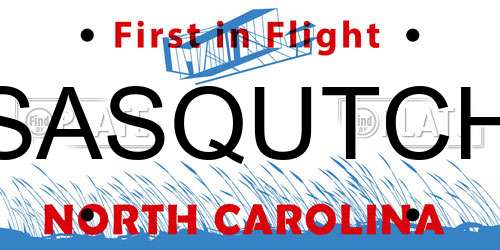 SASQUTCH North Carolina License Plate