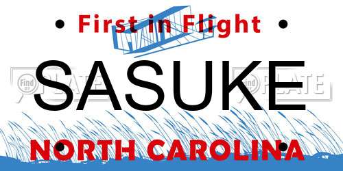 SASUKE North Carolina License Plate