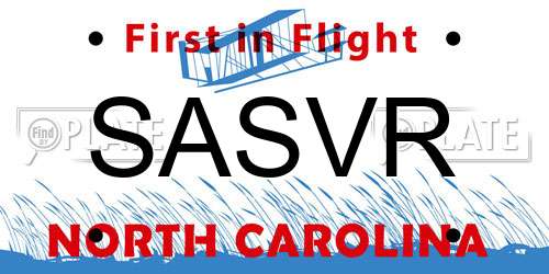 SASVR North Carolina License Plate