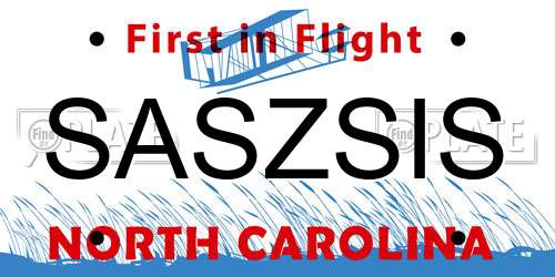 SASZSIS North Carolina License Plate