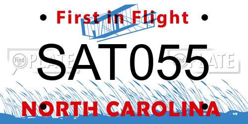 SAT055 North Carolina License Plate