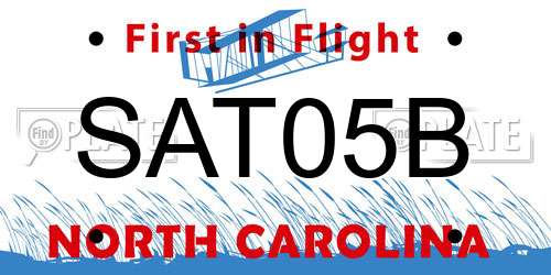 SAT05B North Carolina License Plate