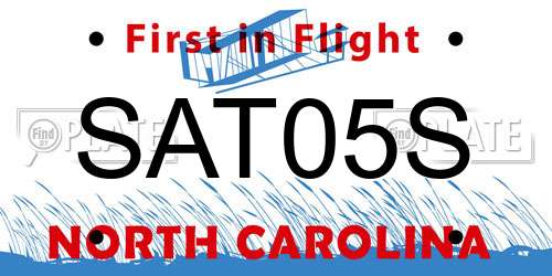 SAT05S North Carolina License Plate