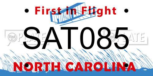 SAT085 North Carolina License Plate