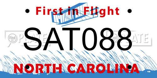 SAT088 North Carolina License Plate