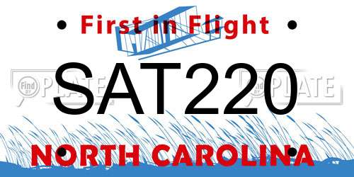 SAT220 North Carolina License Plate