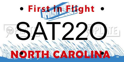 SAT22O North Carolina License Plate