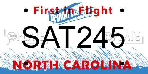 SAT245 North Carolina License Plate