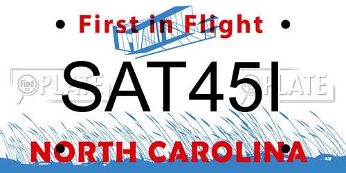 SAT45I North Carolina License Plate
