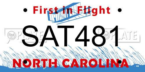 SAT481 North Carolina License Plate