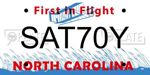 SAT70Y North Carolina License Plate