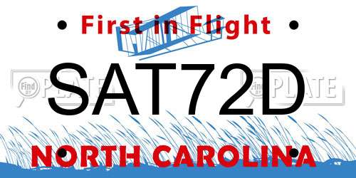 SAT72D North Carolina License Plate