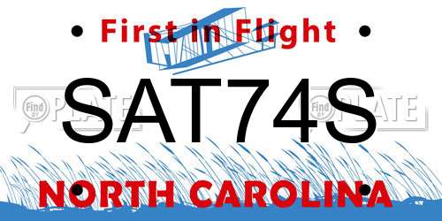 SAT74S North Carolina License Plate