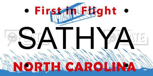 SATHYA North Carolina License Plate