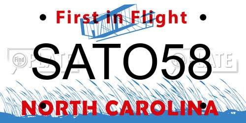 SATO58 North Carolina License Plate