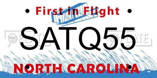 SATQ55 North Carolina License Plate