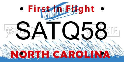 SATQ58 North Carolina License Plate