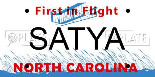 SATYA North Carolina License Plate