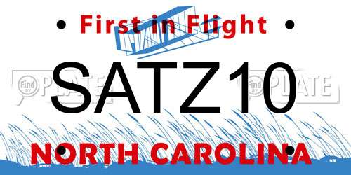 SATZ10 North Carolina License Plate