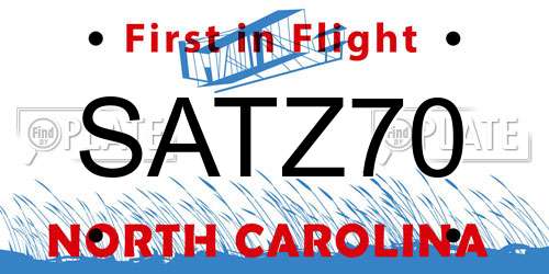 SATZ70 North Carolina License Plate