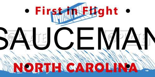 SAUCEMAN North Carolina License Plate