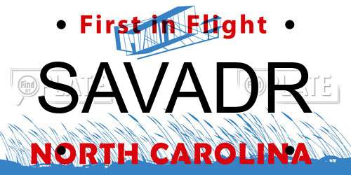 SAVADR North Carolina License Plate