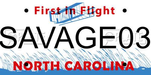 SAVAGE03 North Carolina License Plate