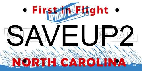SAVEUP2 North Carolina License Plate