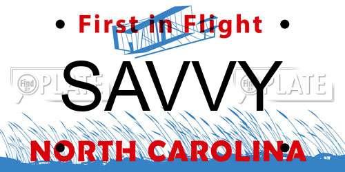 SAVVY North Carolina License Plate
