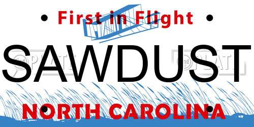 SAWDUST North Carolina License Plate