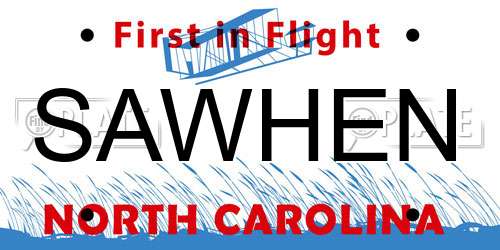 SAWHEN North Carolina License Plate