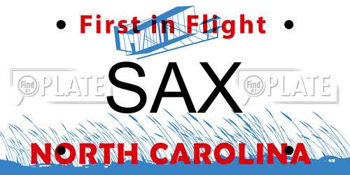 SAX North Carolina License Plate