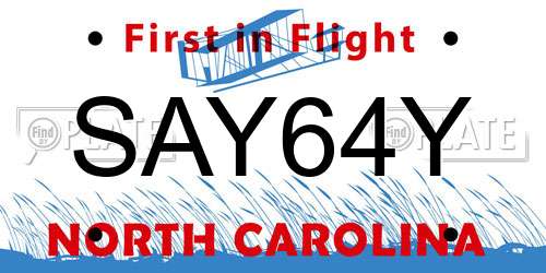 SAY64Y North Carolina License Plate