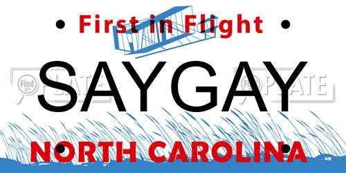SAYGAY North Carolina License Plate