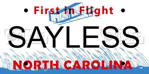 SAYLESS North Carolina License Plate