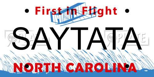 SAYTATA North Carolina License Plate