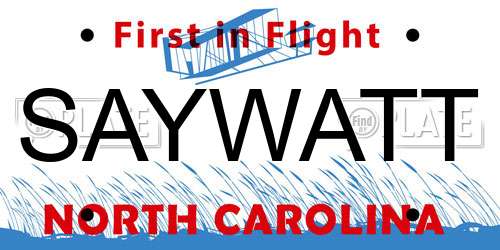 SAYWATT North Carolina License Plate