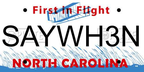 SAYWH3N North Carolina License Plate