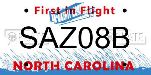SAZ08B North Carolina License Plate
