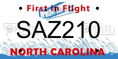 SAZ210 North Carolina License Plate